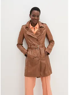 Trenchcoat i lammenappa med belte (2-delt), bonprix