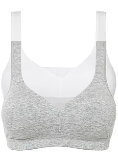 T-shirt-BH uten bøyle med bomull (2-pack), bonprix