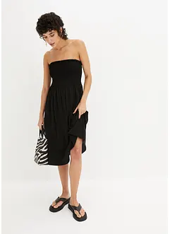 Kjole med stropper og smock av lett crepe, bonprix