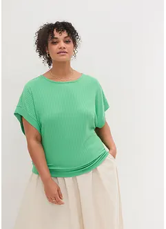 Ribbet topp med flaggermusermer, bonprix