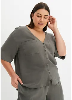 Kortermet bluse i viskose- og linmiks, bonprix
