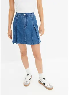 Mini-jeansskjørt med folder, bonprix