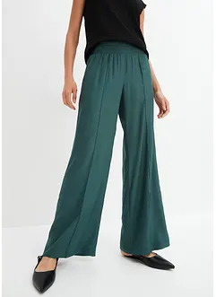 Vid bukse av viskose med High Waist smock-linning, vevd crêpe, bonprix