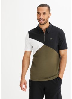 Poloshirt med stretch, med glidelås og økologisk bomull, Slim Fit, RAINBOW