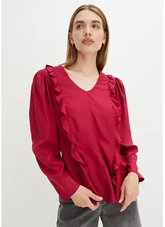 Bluse med volanger av lett viskose, bonprix