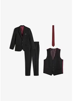Dress med vest og slips (4-delt sett), Slim Fit, bonprix