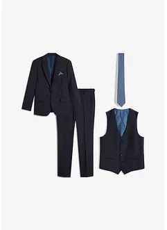 Dress med vest og slips (4-delt sett), Slim Fit, bonprix