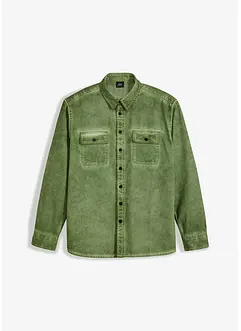 Langermet skjorte i 100% bomull i vasket look, bonprix