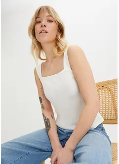 Ribbet topp i økologisk bomull (2-pack), bonprix