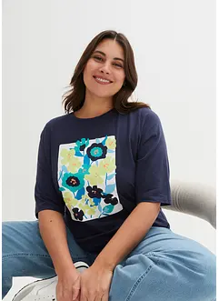 Kortermet topp med print, av økologisk bomull, bonprix