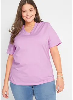 Vid lang topp med V-utringning, kort arm (5-pack), bonprix