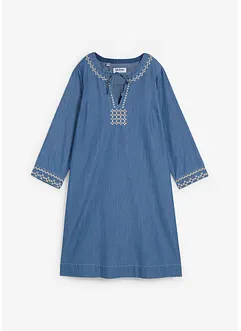 Jeanskjole med broderi, bonprix