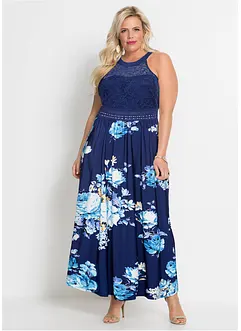Maxikjole med blomsterprint og blonde, bonprix