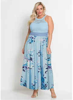 Maxikjole med blomsterprint og blonde, bonprix