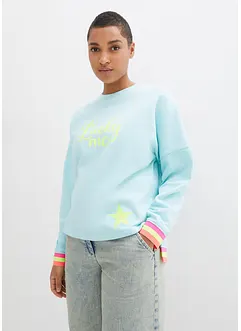 Oversized sweatshirt med fargerike ermekanter, bonprix