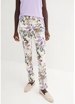 Bukse med stretch og blomstermønster, bonprix