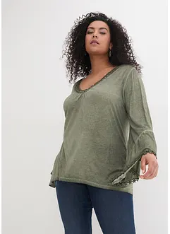 Trikot-tunika med blonde, bonprix