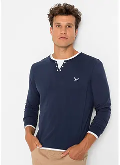 Langermet topp med innfelling på kantene (2-pack), bonprix
