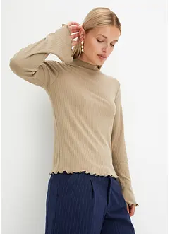 Ribbet langermet topp, bonprix