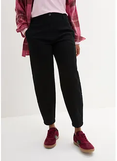 High Waist Barrel-twillbukse med forovervendte sømmer i sidene og komfortlinning, bonprix