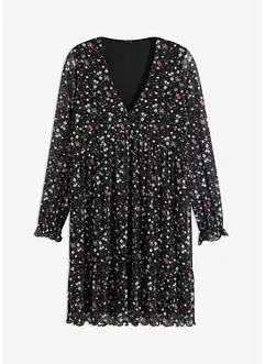 Mesh-kjole med volang, bonprix