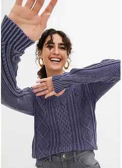 Strikket genser med Cable Knit, bonprix