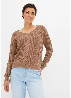 Strikket genser med Cable Knit, bonprix