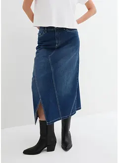 Jeansskjørt med stretch, asymmetrisk, bonprix