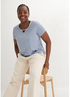 Topp med strikk i falden, kortermet, bonprix