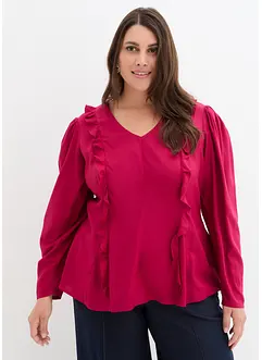 Bluse med volanger av lett viskose, bonprix