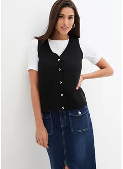 Finstrikket vest med knapper, bonprix