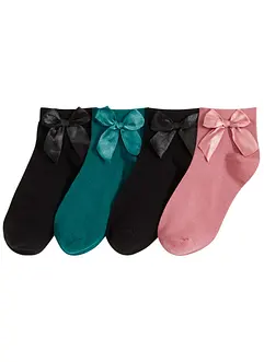 Sneakerssokker med sløyfe og økologisk bomull (4-pack), bonprix