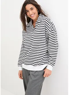 Sweatshirt med V-hals og polo-krage, bonprix