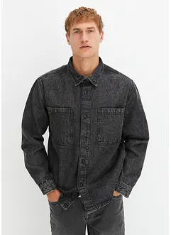 Jeans-skjortejakke av økologisk bomull, Oversized, bonprix