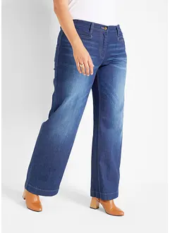 Wide Leg-jeans Mid Waist, komfortlinning, bonprix