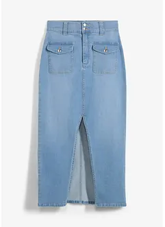 Jeansskjørt med stretch, langt, bonprix