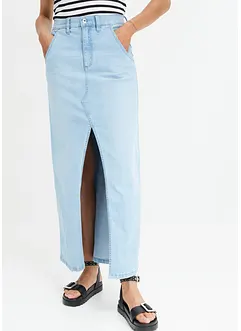 Maxi-jeansskjørt med splitt, bonprix