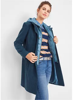 Kort vinterjakke med ull-look, 2 i 1-look, bonprix
