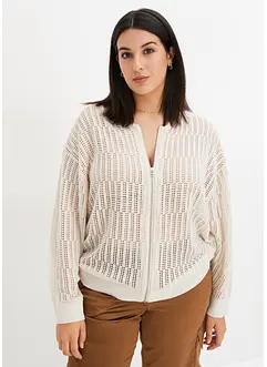 Cardigan med hullmønster, bonprix