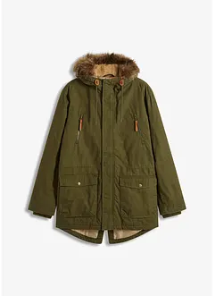 Parkas med hette med pels, bonprix