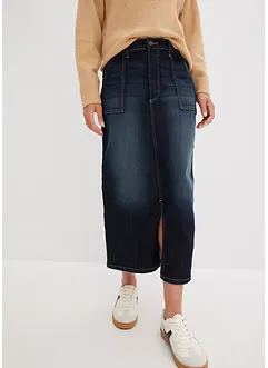 Jeansskjørt med splitt, bonprix