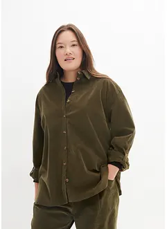 Cord-bluse med splitt i siden, bonprix