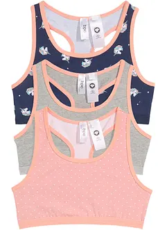 Bustier med økologisk bomull til barn (3-pack), bonprix