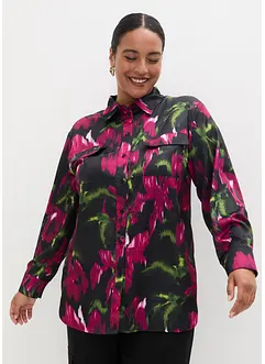 Satengbluse med print, bonprix