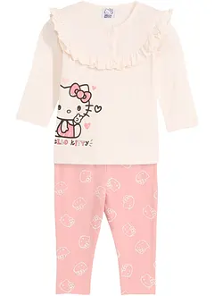 Langermet Hello Kitty-topp + leggings i bomull til baby (2-delt sett), bonprix