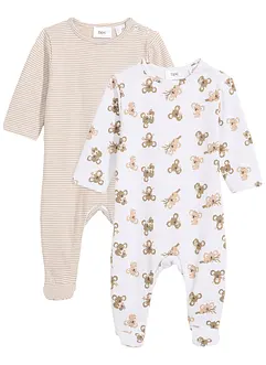 Nattdrakt til baby i ren økologisk bomull (2-pack), bonprix