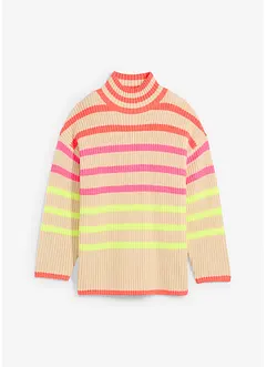 Oversized genser med neonstriper, bonprix