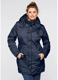 Lang, vattert jakke med krage og hette, bonprix