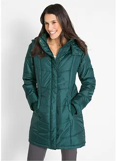 Lang, vattert jakke med krage og hette, bonprix