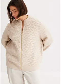 Cardigan med flettemønster, bonprix